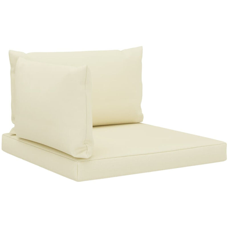 Coussins de canape palette 3 pcs Creme Tissu