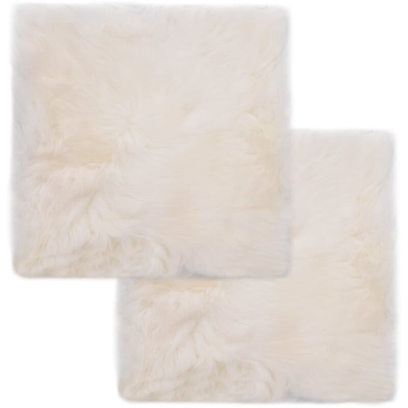 Vidaxl - Coussins de chaise lot de 2 Blanc Peau de mouton véritable