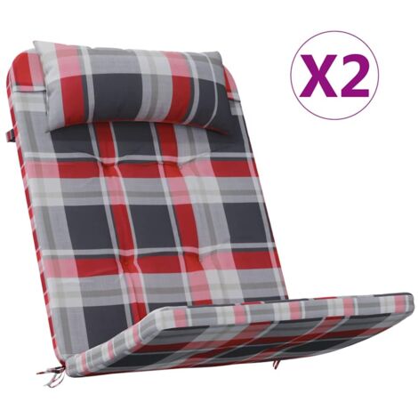Coussins de chaise 2 pcs Vichy Rouge 58 x 77 x 4,5 cm