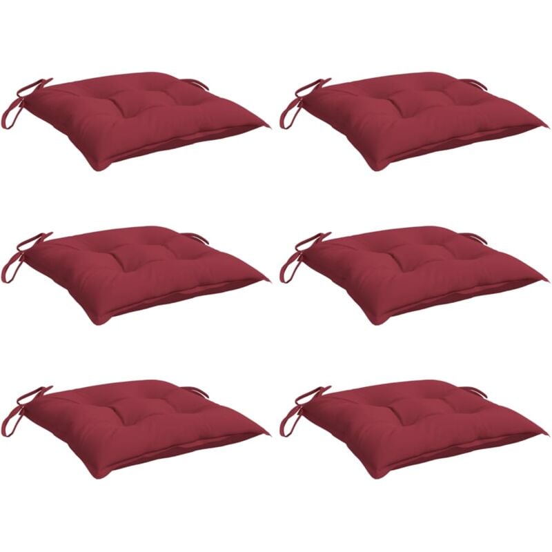 Vidaxl - Coussins de chaise lot de 6 bordeaux 40x40x7 cm tissu oxford