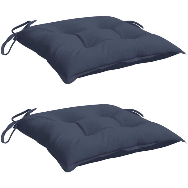Coussins de chaise lot de 2 bleu marine 50x50x7 cm tissu oxford Vidaxl