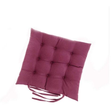 Coussins de Chaise 40x40cm en Peluche avec Attaches pour Bureau Jardin Patio Cuisine Violet Foncé