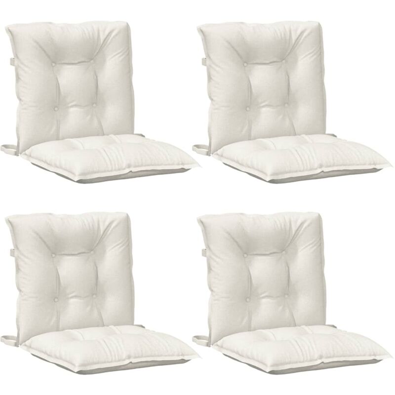 Coussins de chaise à dossier bas lot de 4 crème mélangé tissu Vidaxl