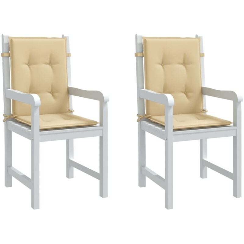 Coussins de chaise à dossier bas lot de 2 beige mélangé tissu Vidaxl