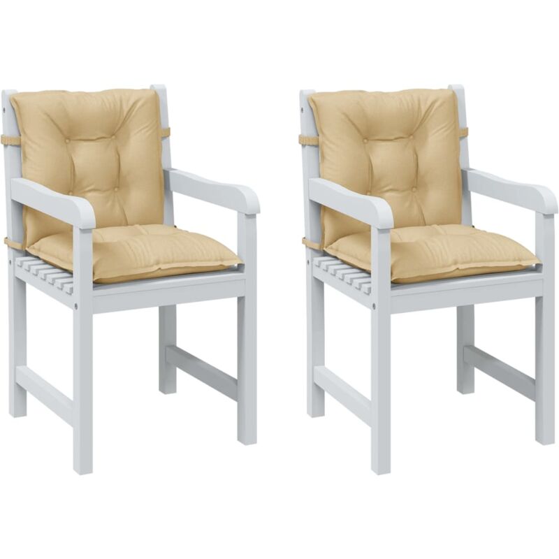 Vidaxl - Coussins de chaise à dossier bas lot de 2 beige mélangé tissu