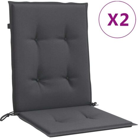 Coussins de chaise à dossier bas lot de 2 anthracite mélangé