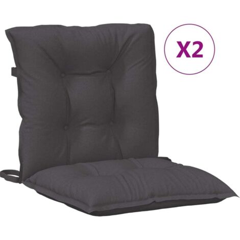 Coussins de chaise à dossier bas lot de 2 anthracite mélangé
