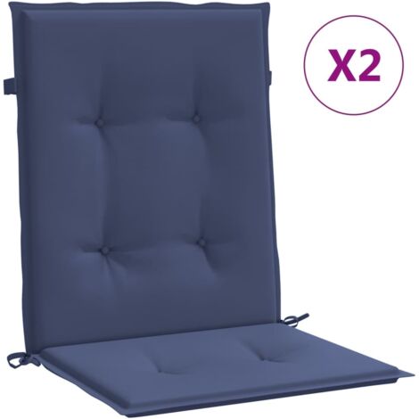 Coussins de chaise à dossier bas lot de 2 bleu marine tissu