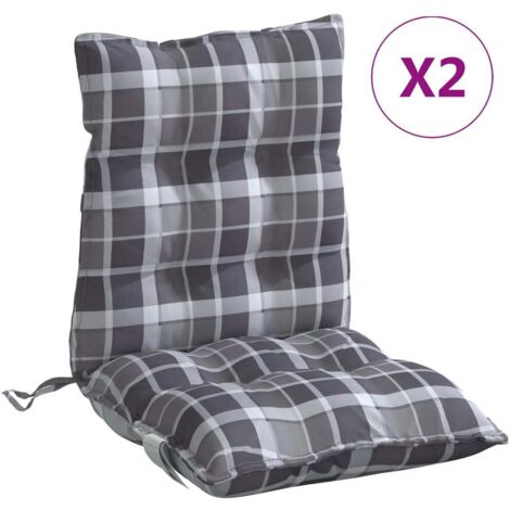Coussins de chaise à dossier bas lot de 2 motif carreaux gris