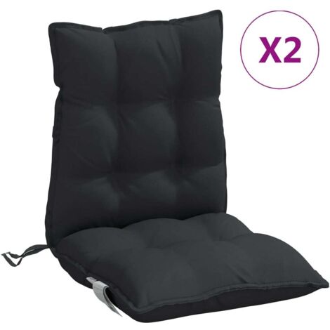 Coussins de chaise à dossier bas lot de 2 noir tissu oxford