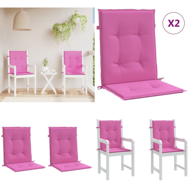 Coussins de chaise à dossier bas lot de 2 rose tissu - Coussin De Chaise - Coussin Exterieur - Coussin Décoratif - Coussin Confortable - Coussin Rose