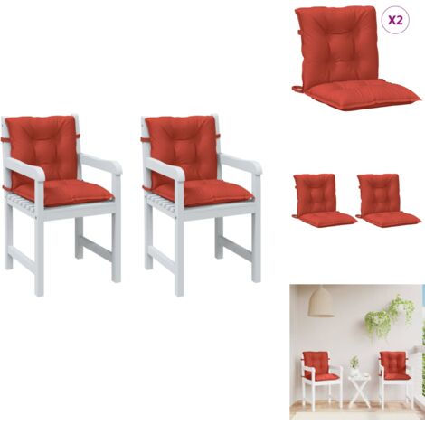 Coussins de chaise à dossier bas lot de 2 rouge mélangé tissu - Coussin Chaise - Coussin Exterieur - Coussin Jardin - Coussin Confortable - Coussin Design