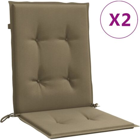 Coussins de chaise à dossier bas lot de 2 taupe mélangé tissu
