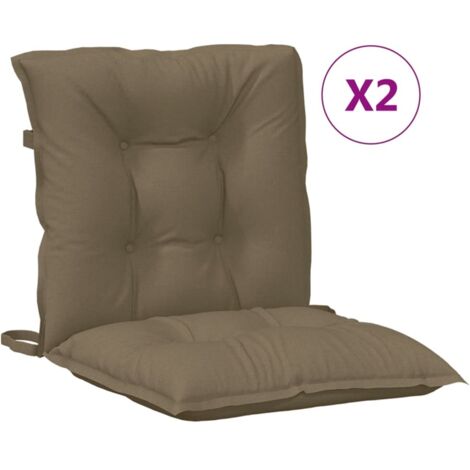 Coussins de chaise à dossier bas lot de 2 taupe mélangé tissu