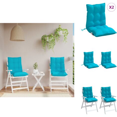 Coussins de chaise à dossier bas lot de 2 turquoise - Coussin De Chaise - Coussin Exterieur - Coussin Patio - Coussin Confortable - Coussin Design