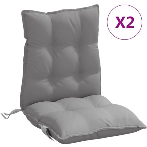 Coussins de chaise à dossier bas lot de 2，Coussins d'extérieur gris tissu oxford CFW451124