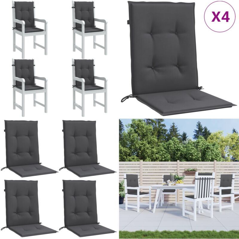 Coussins de chaise à dossier bas lot de 4 anthracite mélangé - Coussins De Chaise - Coussins Exterieur - Coussin Jardin - Coussin Terrasse - Cushion