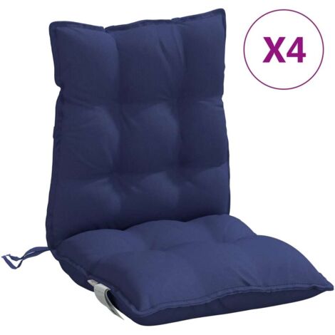 Coussins de chaise à dossier bas lot de 4 bleu marine