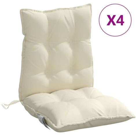 Coussins de chaise à dossier bas lot de 4 crème tissu oxford