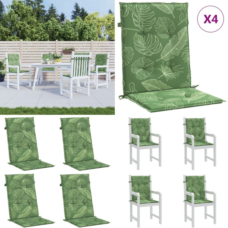 Coussins de chaise à dossier bas lot de 4 modèle de feuille - Coussin De Chaise - Coussin Exterieur - Coussin Jardin - Coussin Confortable - Coussin