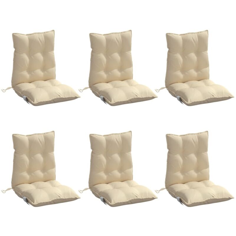 Vidaxl - Coussins de chaise à dossier bas lot de 6 beige tissu oxford