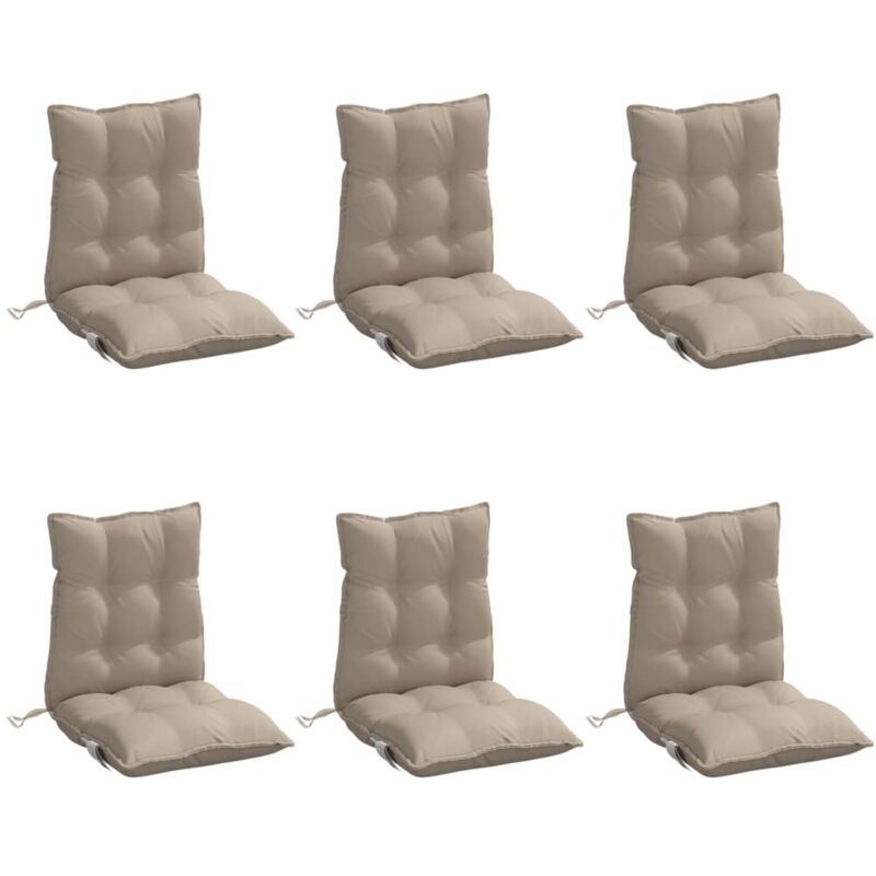 Vidaxl - Coussins de chaise à dossier bas lot de 6 taupe tissu oxford