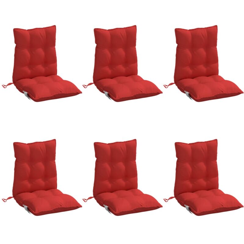 Vidaxl - Coussins de chaise à dossier bas lot de 6 rouge tissu oxford