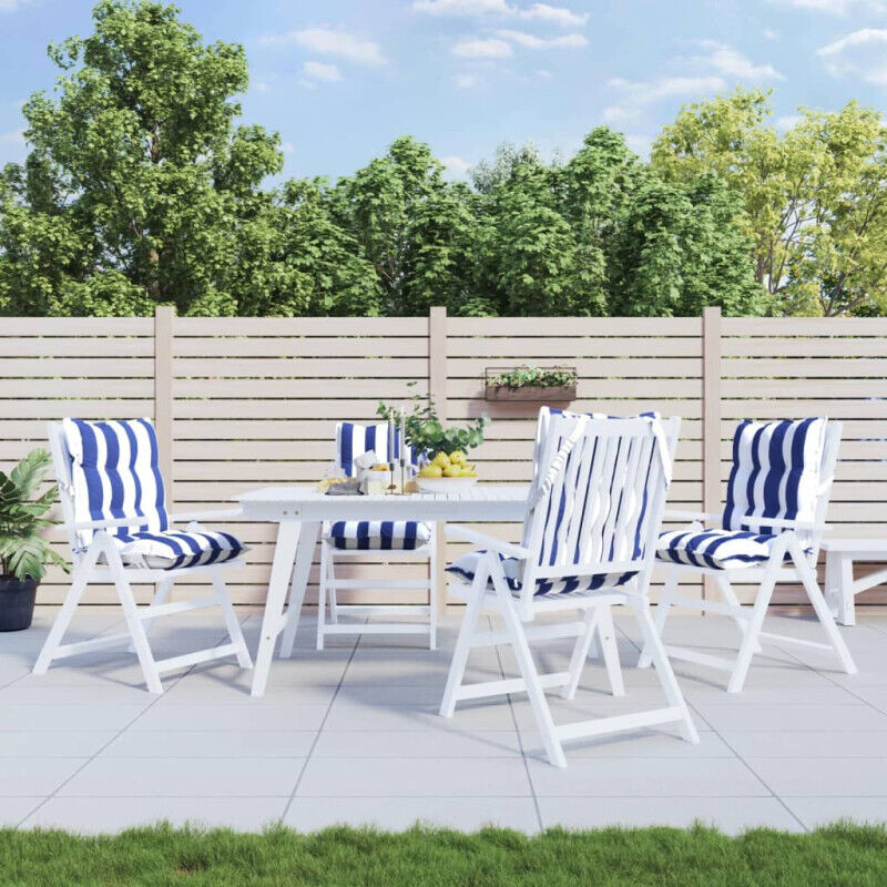 Vidaxl - Coussins de chaise à dossier bas lot de 4 rayures bleu/blanc