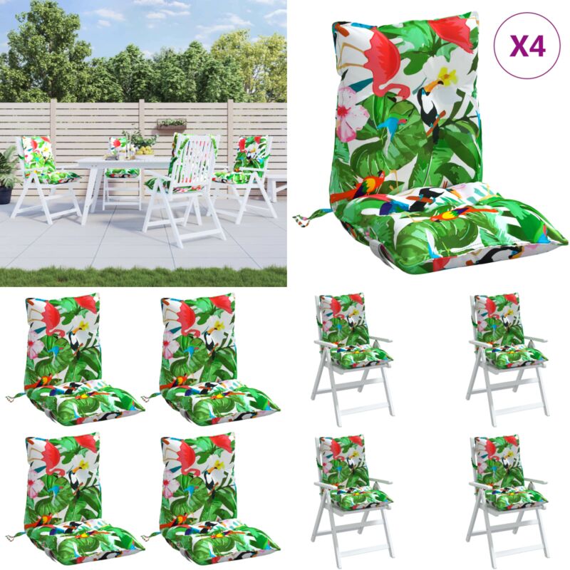 Coussins de chaise à dossier bas lot de 4 multicolore - Coussins De Chaise - Coussins Exterieurs - Coussins Décoratifs - Tissus Oxford - Rembourrage