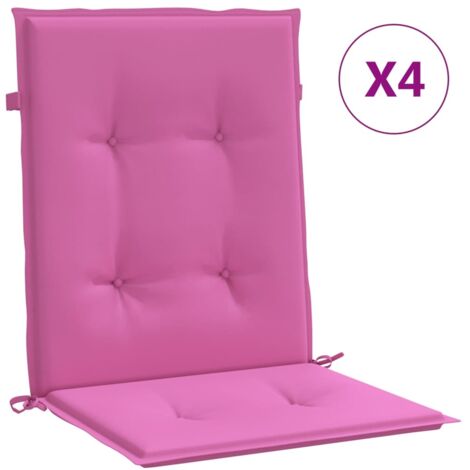 Coussins de chaise à dossier bas lot de 4 rose tissu