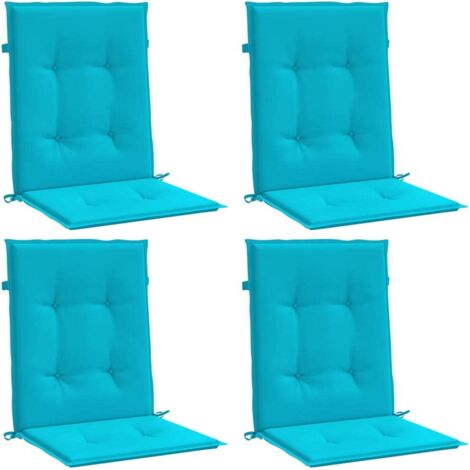 Coussins de chaise à dossier bas lot de 4 turquoise tissu