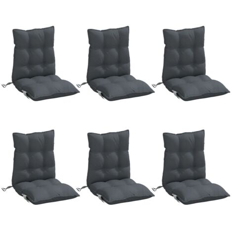 Coussins de chaise à dossier bas lot de 6 anthracite vidaXL