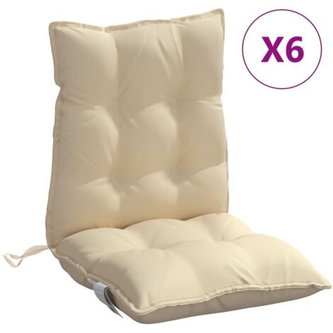 Coussins de chaise à dossier bas lot de 6 beige tissu oxford