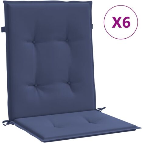 Coussins de chaise à dossier bas lot de 6 bleu marine tissu