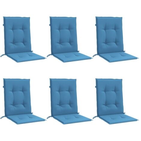 Coussins de chaise à dossier bas lot de 6 bleu mélangé tissu vidaXL