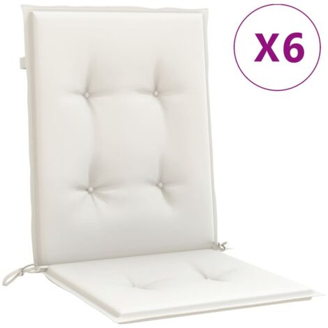 Coussins de chaise à dossier bas lot de 6 crème mélangé tissu