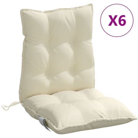 Coussins de chaise à dossier bas lot de 6 crème tissu oxford