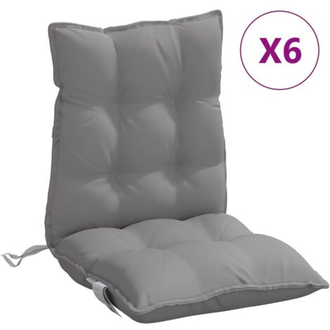 Coussins de chaise à dossier bas lot de 6 gris tissu oxford