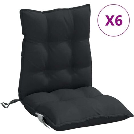 Coussins de chaise à dossier bas lot de 6 noir tissu oxford