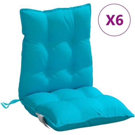 Coussins de chaise à dossier bas lot de 6 turquoise