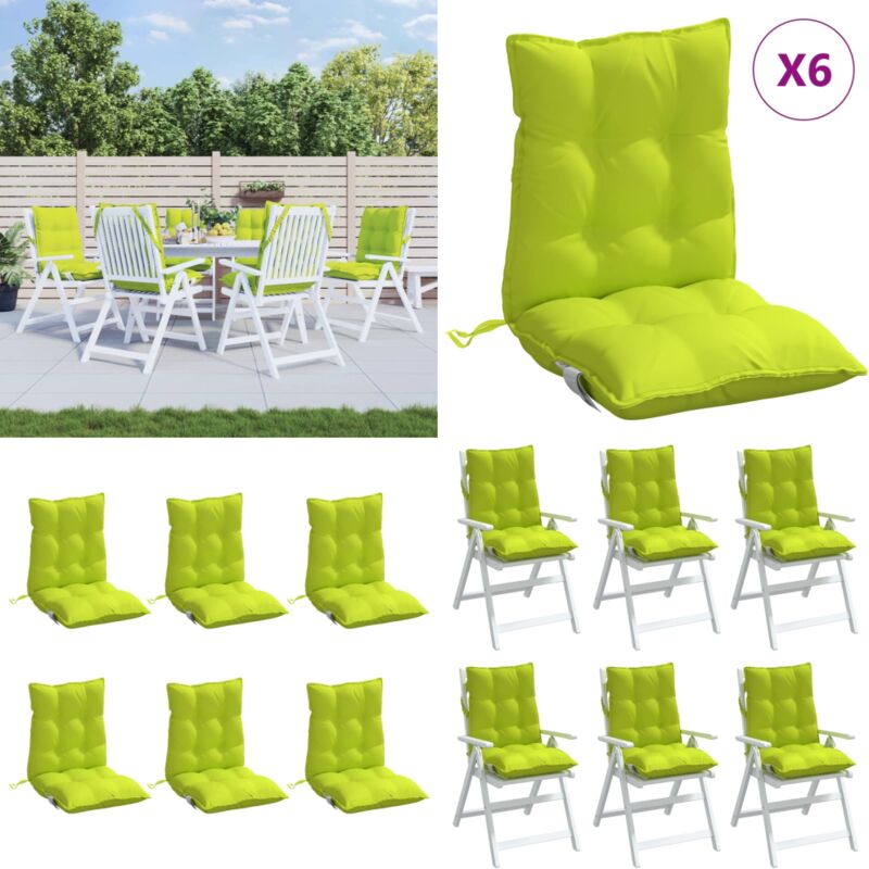 Coussins de chaise à dossier bas lot de 6 vert vif - Coussins De Chaise - Coussins Exterieurs - Cushions De Jardin - Décorations Intérieures