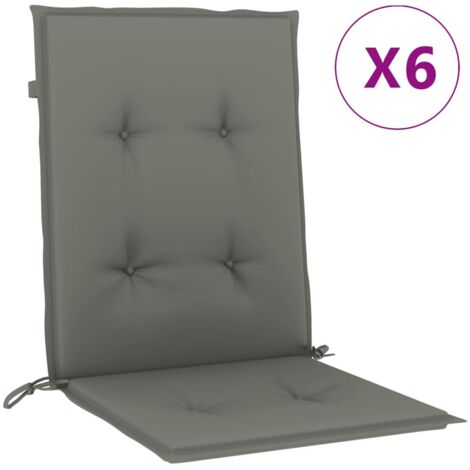 Coussins de chaise à dossier bas lot de 6，Coussins d'extérieur gris foncé mélangé CFW574198