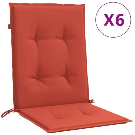Coussins de chaise à dossier bas lot de 6，Coussins d'extérieur rouge mélangé tissu CFW654770