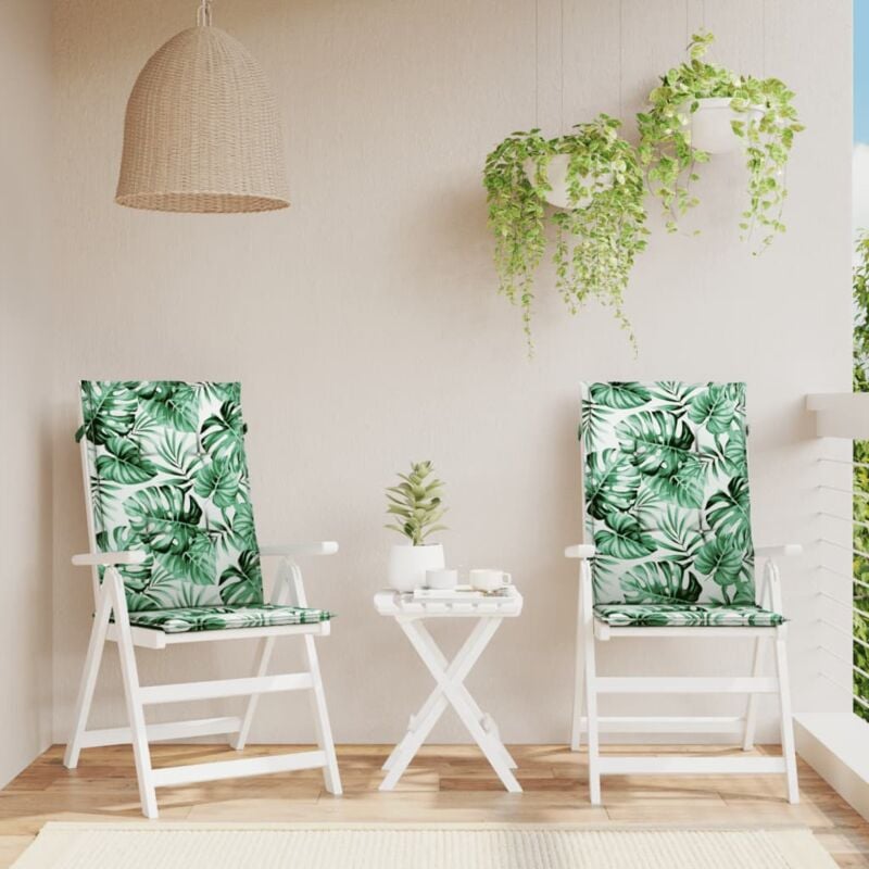 Coussins de chaise à dossier haut 2 pcs modèle de feuille tissu - The Living Store - Vert