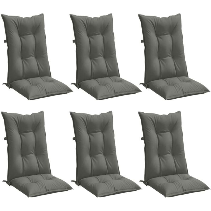 Coussins de chaise à dossier haut lot de 6 gris foncé mélangé vidaXL