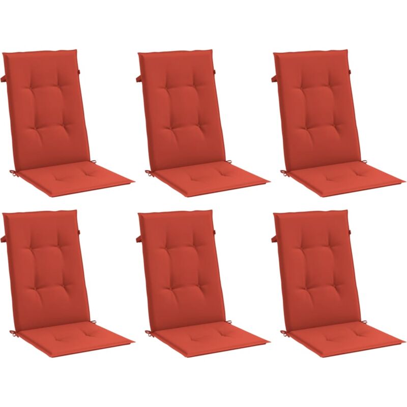 Vidaxl - Coussins de chaise à dossier haut lot de 6 rouge mélangé tissu