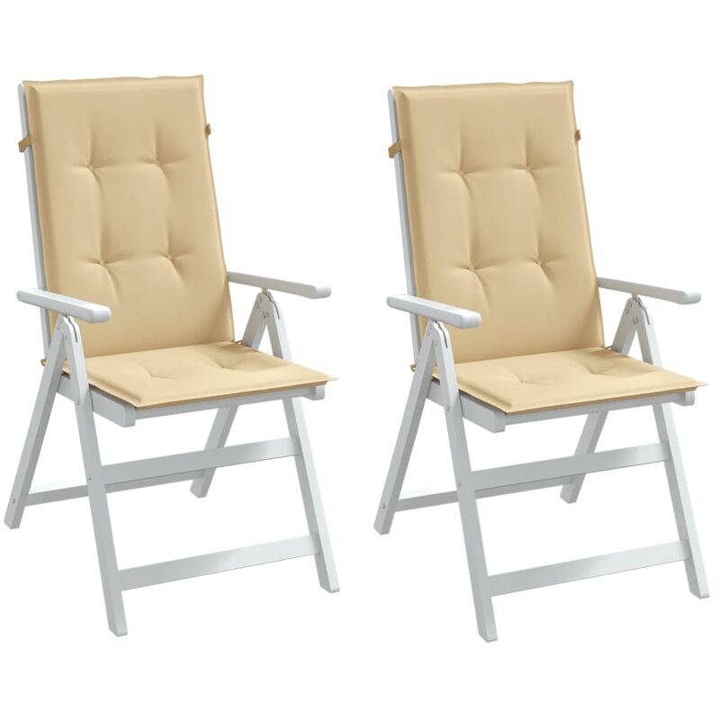 Coussins de chaise à dossier haut lot de 2 beige mélangé tissu Vidaxl