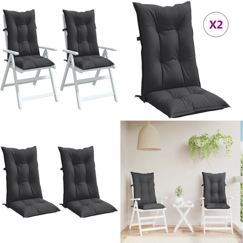 Coussins de chaise à dossier haut lot de 2 anthracite mélangé - Coussin Chaise - Coussin Exterieur - Coussin Jardin - Coussin Design - Coussin