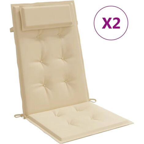 Coussins de chaise à dossier haut lot de 2 beige tissu oxford