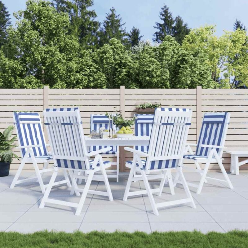 Vidaxl - Coussins de chaise à dossier haut lot de 6 rayures bleu/blanc